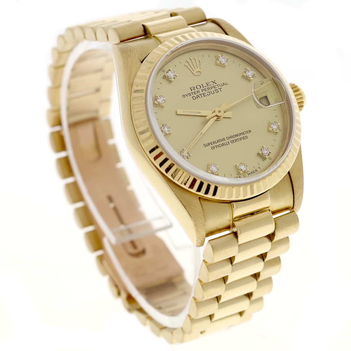 Rolex President Datejust Midsize 18K Yellow Gold Diamond Dial 31MM Automatic Watch 68278 - Image 4