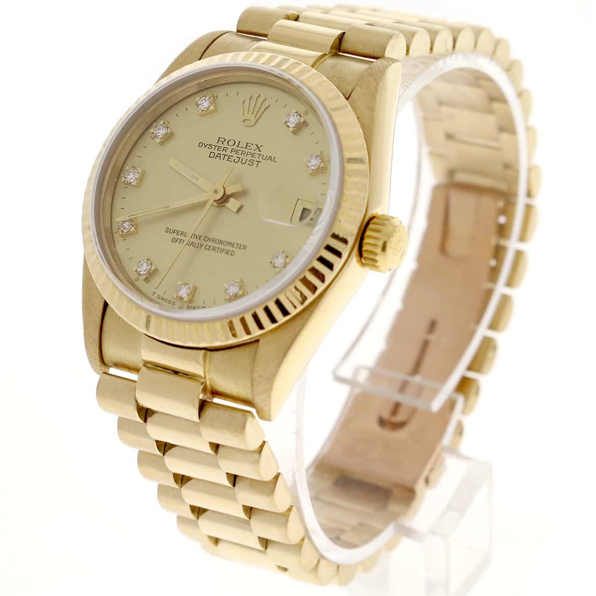Rolex President Datejust Midsize 18K Yellow Gold Diamond Dial 31MM Automatic Watch 68278 - Image 5