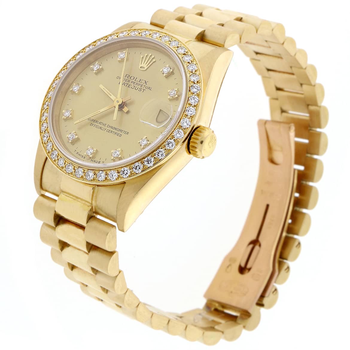 Rolex President Datejust Midsize 18K Yellow Gold Factory Diamond Dial 31MM Watch 68278 w/Diamond Bezel - Image 5