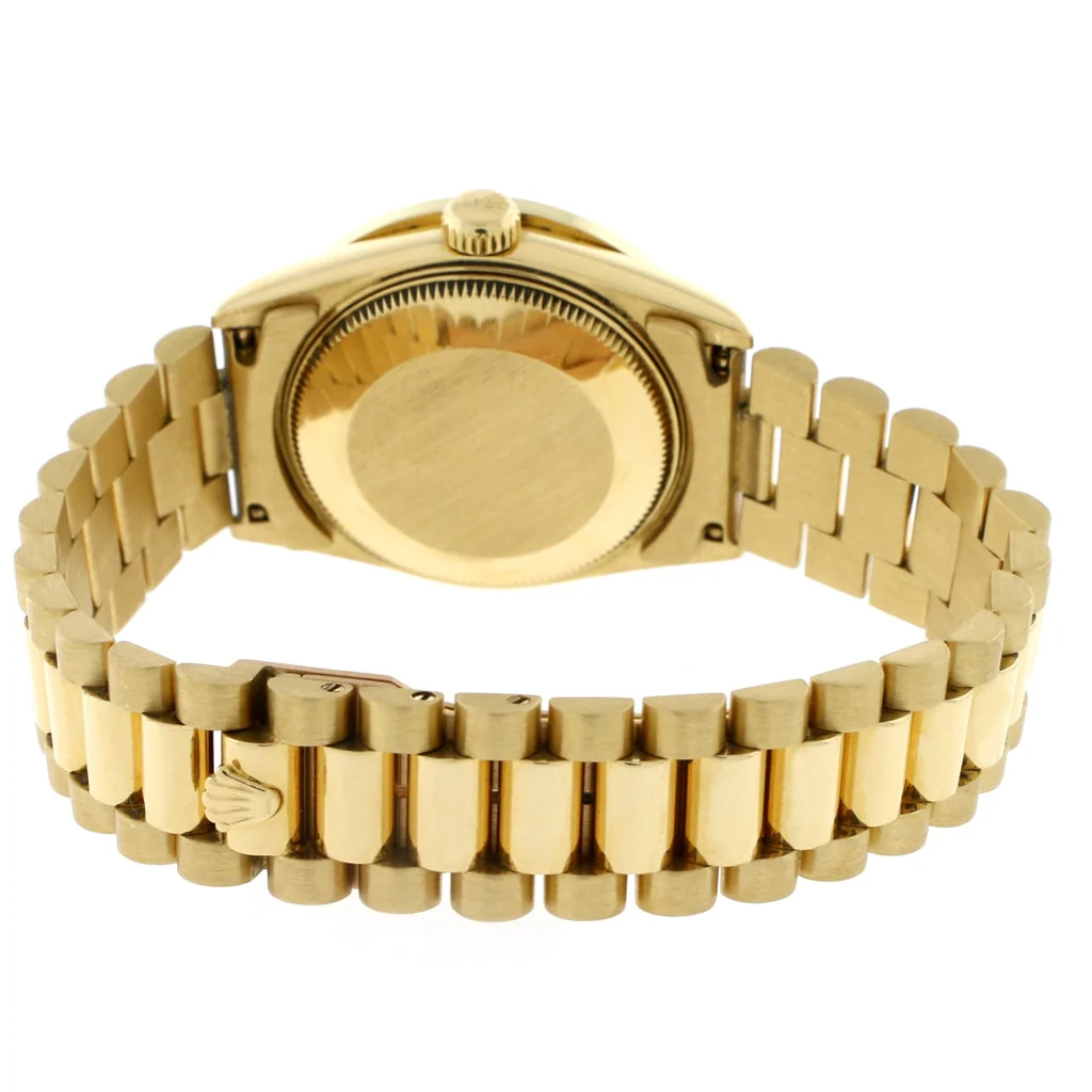 Rolex President Datejust Midsize 18K Yellow Gold Original Champagne Diamond Dial 31MM Automatic Watch 68278 w/Diamond Bezel - Image 6