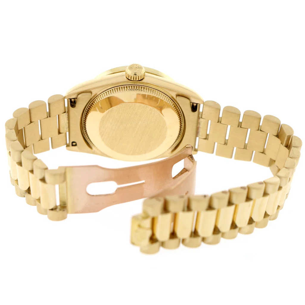 Rolex President Datejust Midsize 18K Yellow Gold Original Champagne Diamond Dial 31MM Automatic Watch 68278 w/Diamond Bezel - Image 8
