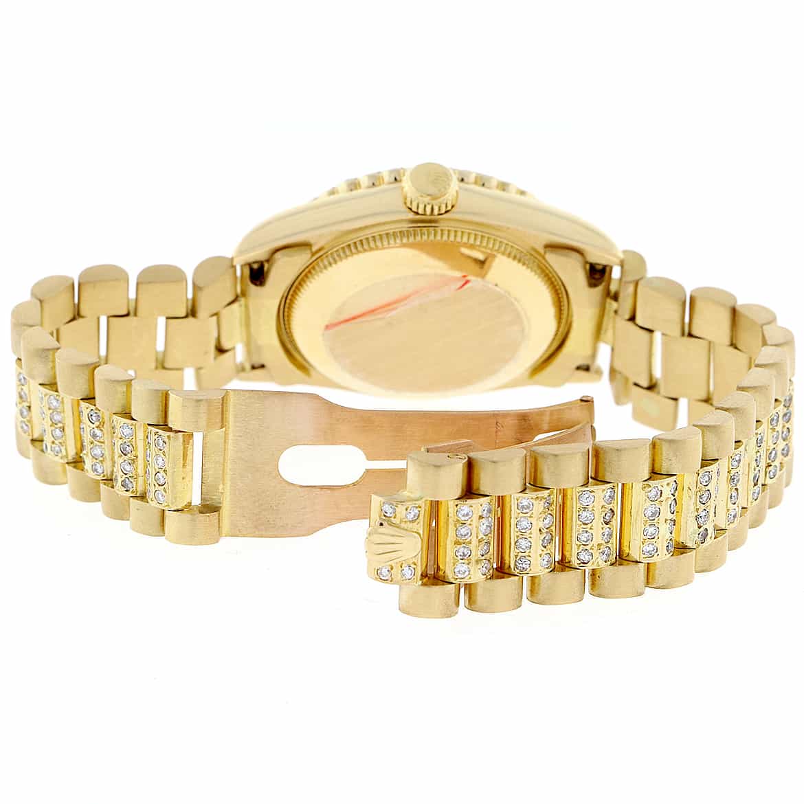 Rolex President Datejust Midsize 18K Yellow Gold Original Champagne Diamond Dial 31MM Automatic Watch w/Diamond Bezel & Bracelet - Image 9