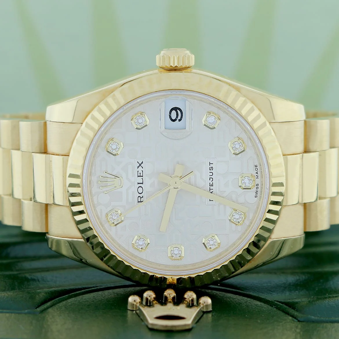 Rolex President Datejust Midsize 18K Yellow Gold Original Jubilee Diamond Dial 31MM Automatic Watch 178278 - Image 2