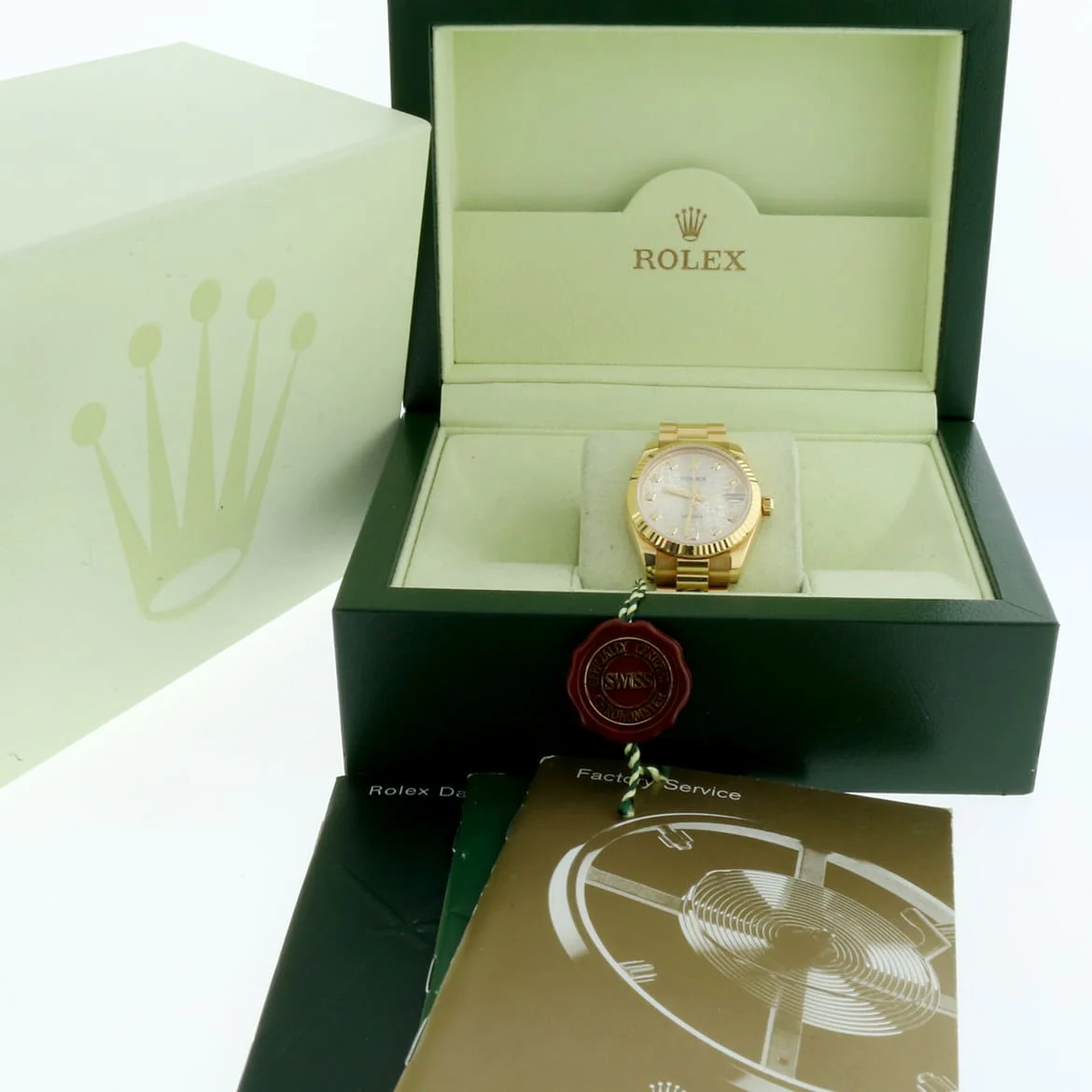 Rolex President Datejust Midsize 18K Yellow Gold Original Jubilee Diamond Dial 31MM Automatic Watch 178278 - Image 3