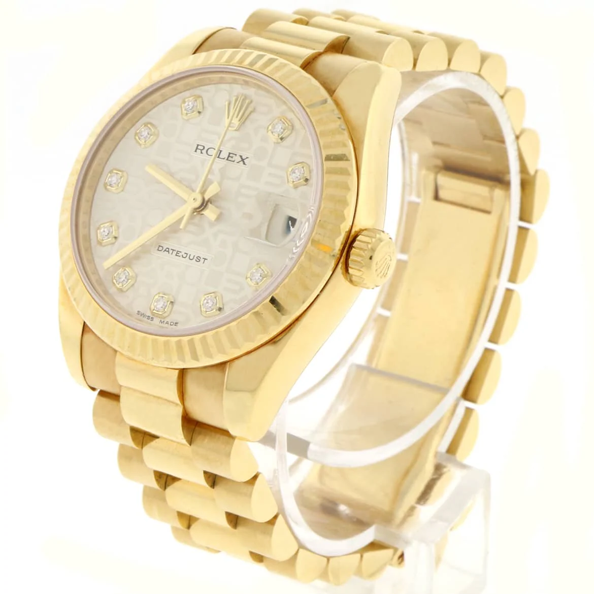 Rolex President Datejust Midsize 18K Yellow Gold Original Jubilee Diamond Dial 31MM Automatic Watch 178278 - Image 8
