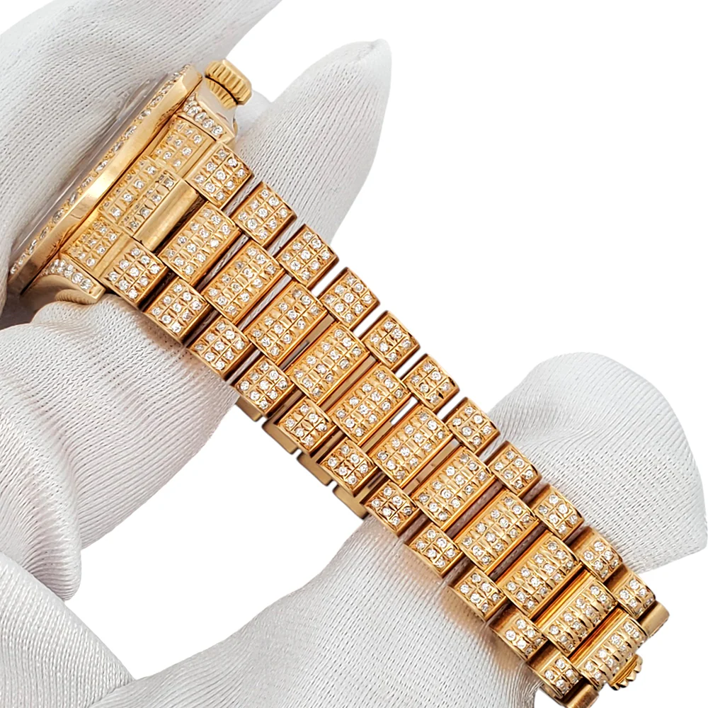 Rolex President Datejust Midsize 31mm Pave Diamond Yellow Gold Watch 68278 Box Papers - Image 5
