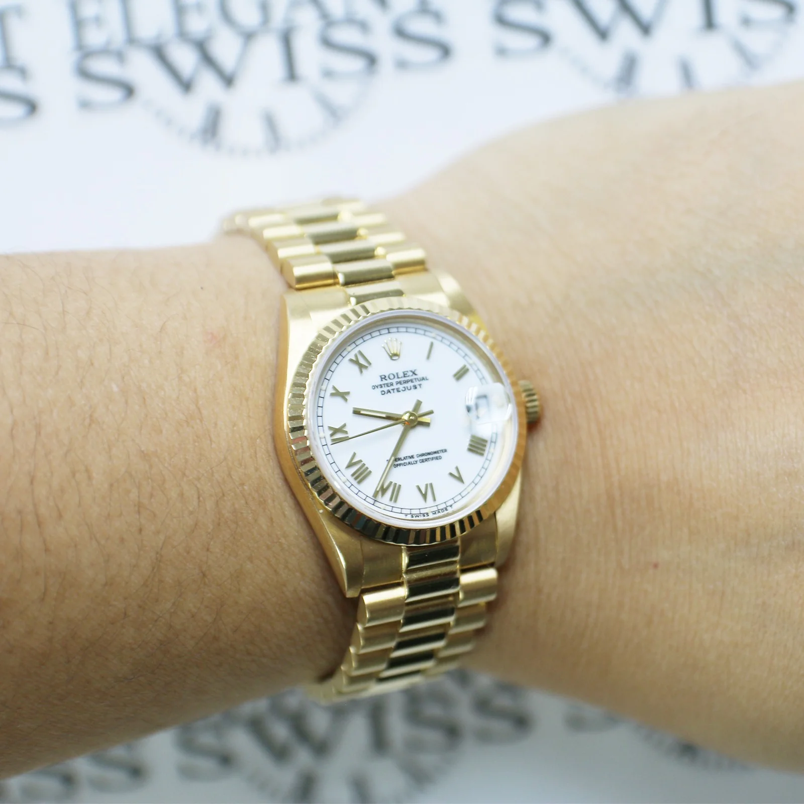 Rolex President Datejust Midsize 31mm Yellow Gold Watch 68278 Box Papers - Image 3