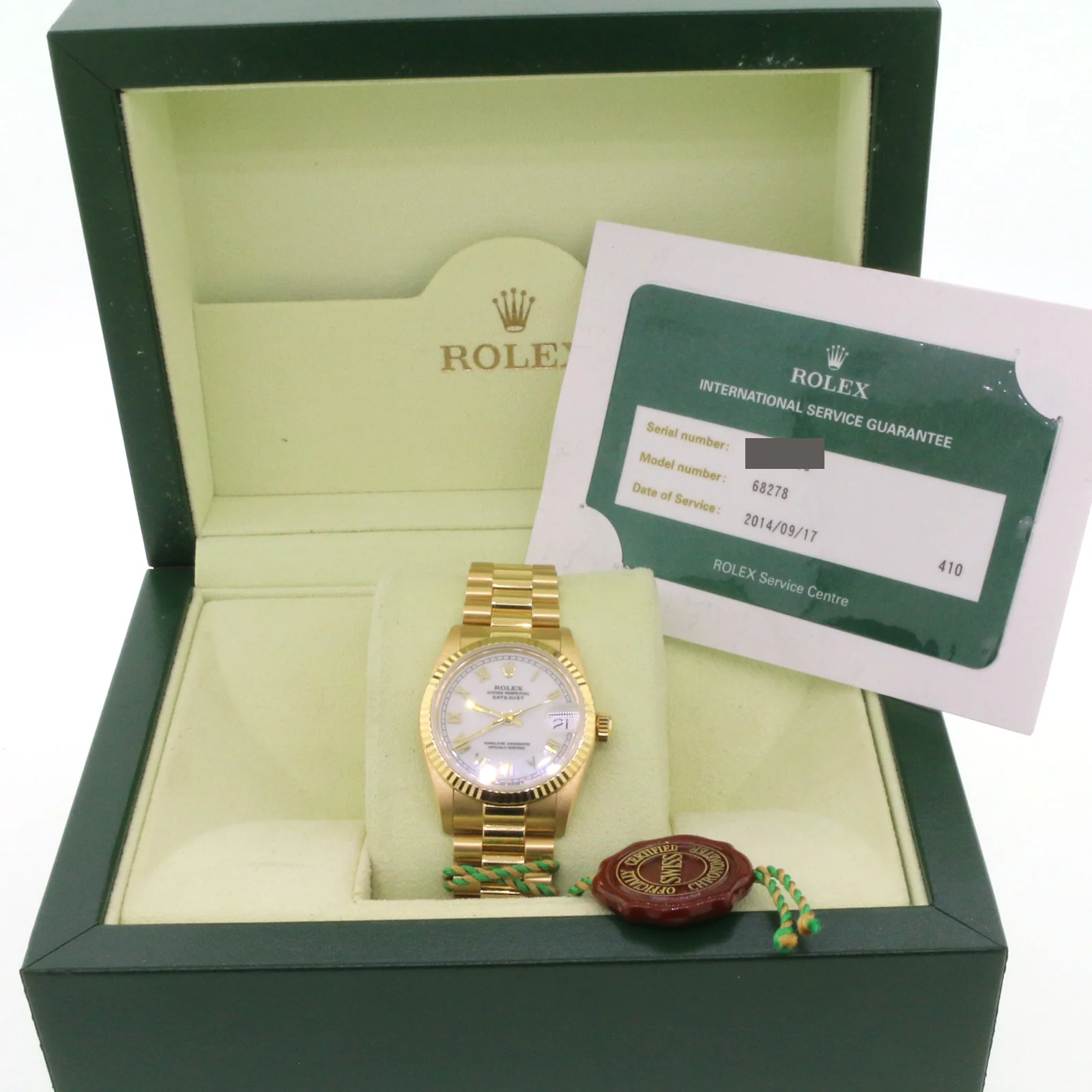Rolex President Datejust Midsize 31mm Yellow Gold Watch 68278 Box Papers - Image 4