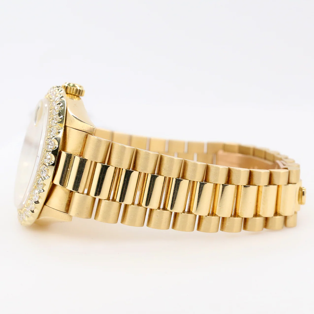 Rolex President Yellow Gold 31mm Watch w/Custom 2.25ct Diamond Bezel/White MOP - Image 5
