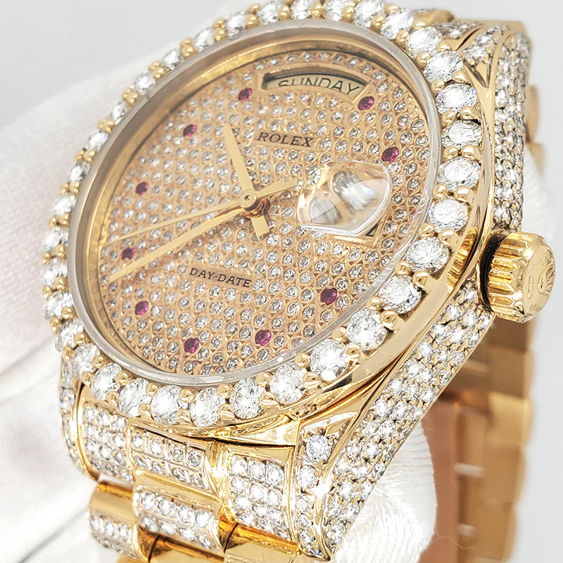 Rolex President Day-Date 18038 Full Pave Diamond Dial/Bezel/Case/Bracelet 36mm Yellow Gold Watch - Image 2
