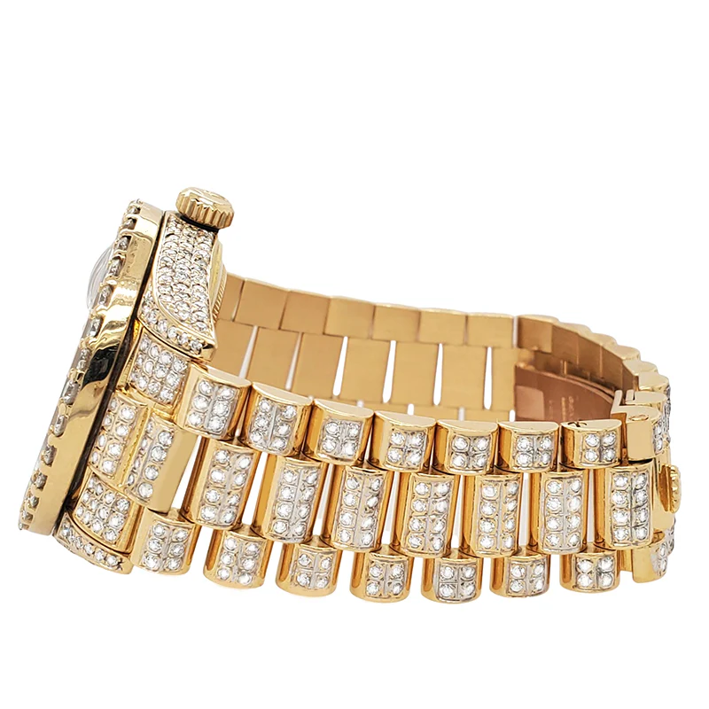 Rolex President Day-Date 18038 Full Pave Diamond Dial/Bezel/Case/Bracelet 36mm Yellow Gold Watch - Image 3