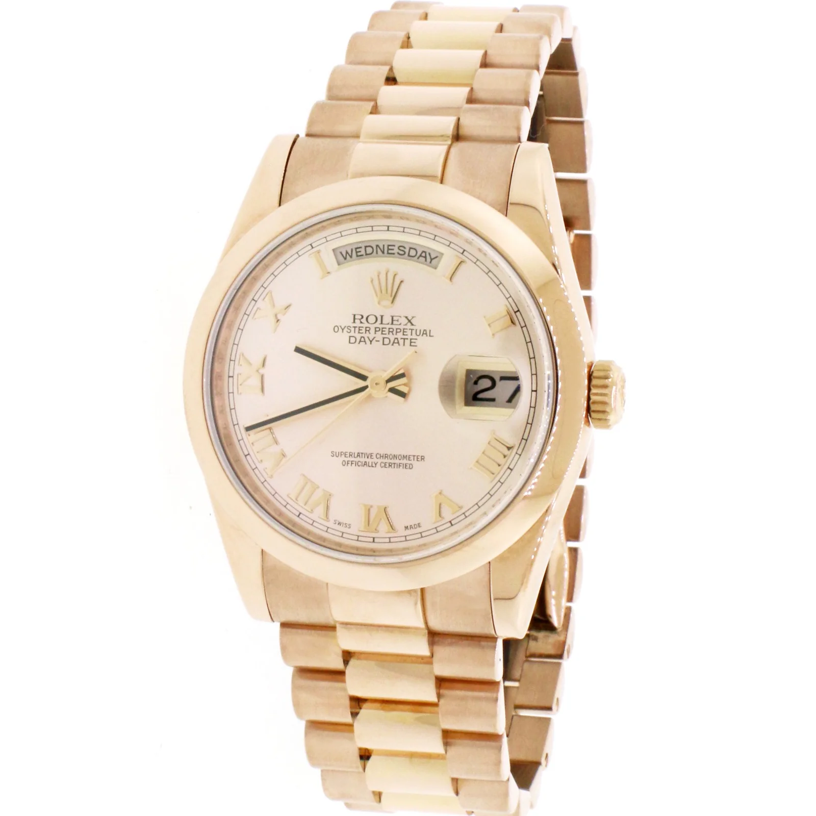 Rolex President Day-Date 18K Everose Pink Roman Dial 36mm Automatic Mens 118205 Box & Papers - Image 3