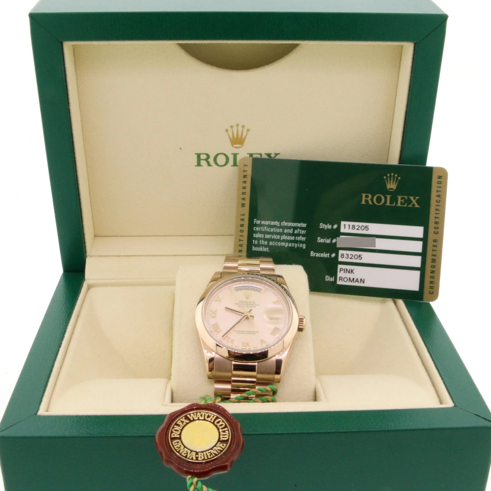 Rolex President Day-Date 18K Everose Pink Roman Dial 36mm Automatic Mens 118205 Box & Papers - Image 5