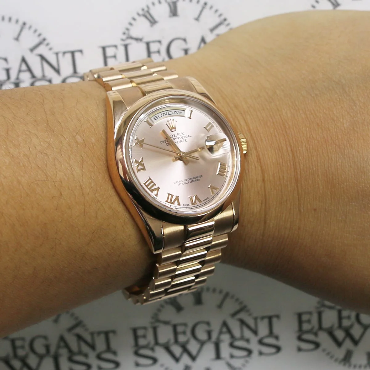 Rolex President Day-Date 18K Everose Pink Roman Dial 36mm Automatic Mens 118205 Box & Papers - Image 2