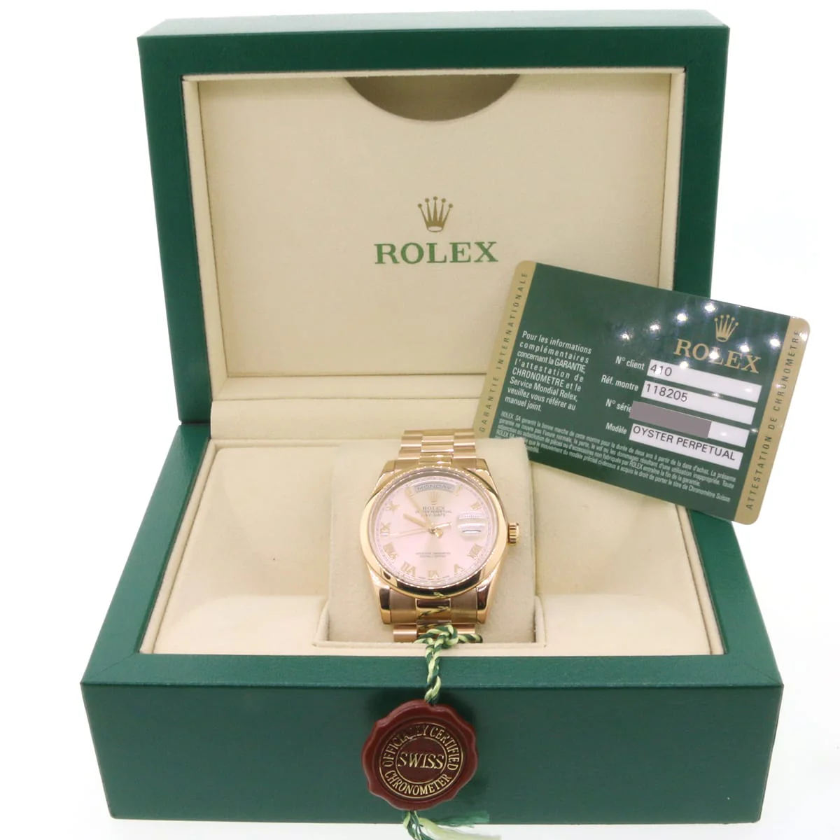 Rolex President Day-Date 18K Everose Pink Roman Dial 36mm Automatic Mens 118205 Box & Papers - Image 3
