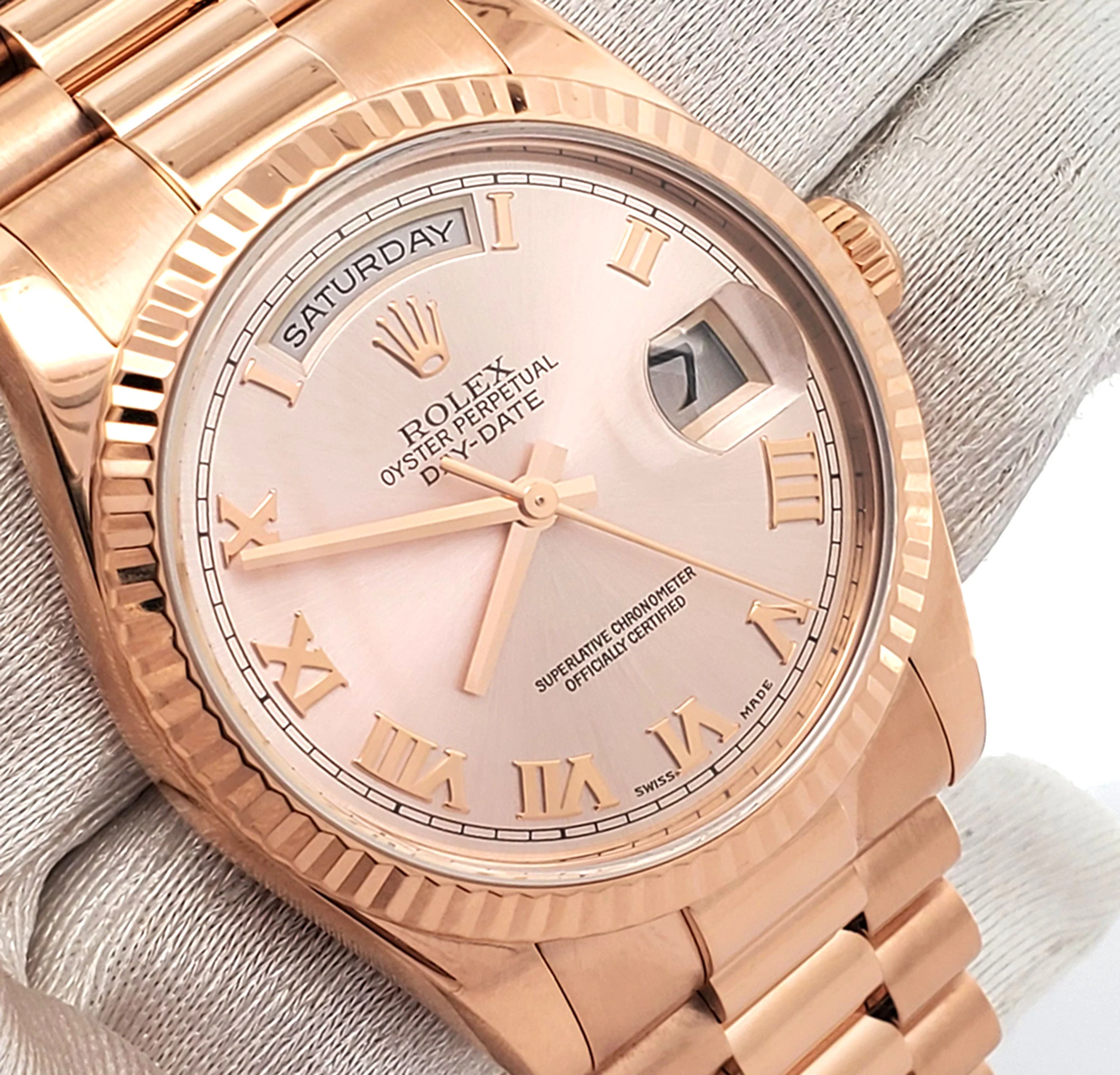 Rolex President Day-Date 18K Rose Gold 36mm 118235 Pink Roman Dial Watch - Image 3