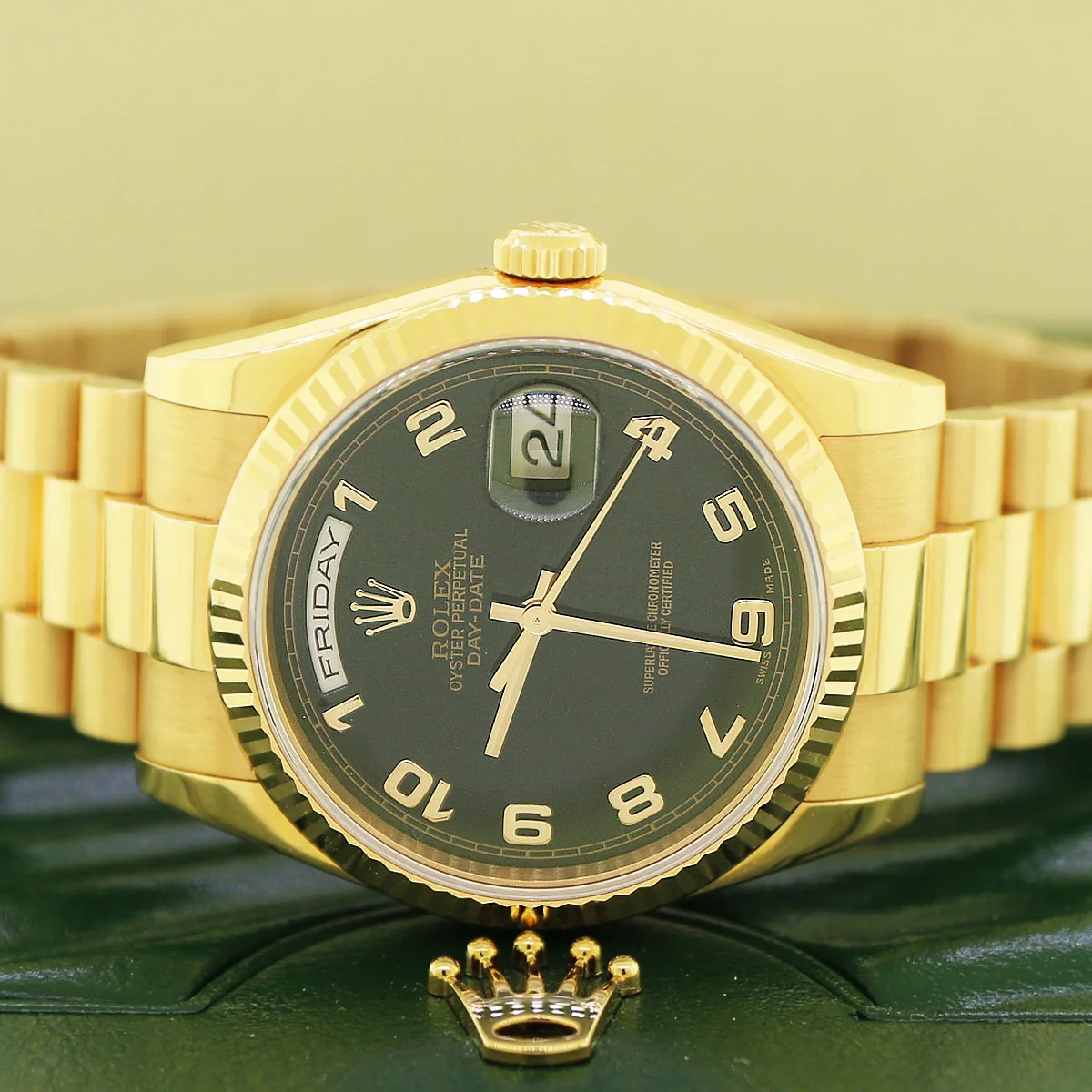 Rolex President Day-Date Black Arabic Dial 18K Rose Gold 36mm Automatic Watch 118235 Box Papers - Image 3