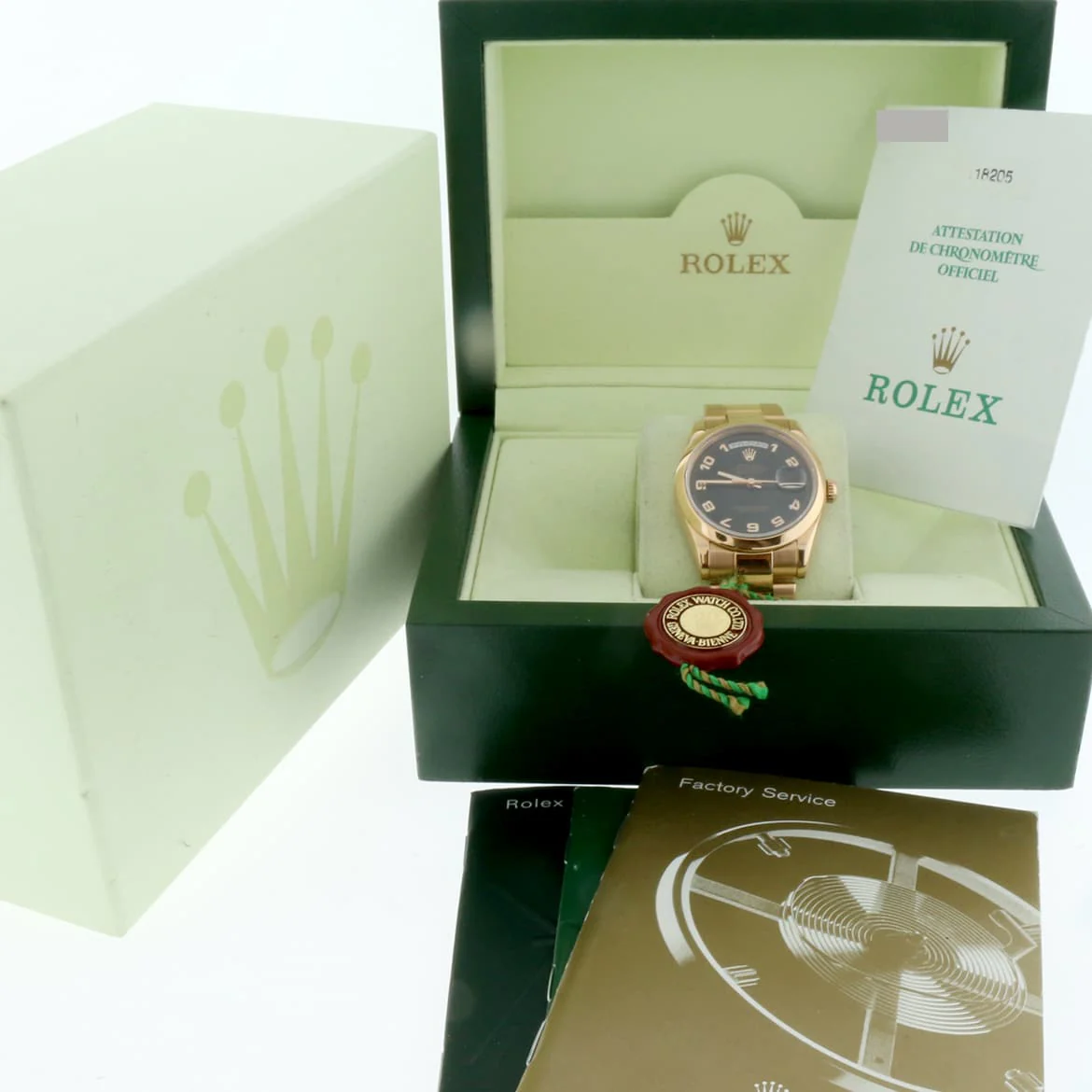 Rolex President Day-Date 18K Rose Gold Original Black Arabic Dial 36MM Oyster Automatic Mens Watch 118205 - Image 3