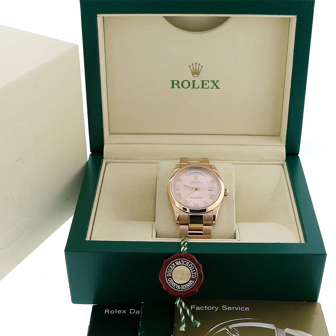 Rolex President Day-Date 18K Rose Gold Original Pink Roman Dial 36MM Oyster Automatic Mens Watch 118205 - Image 3