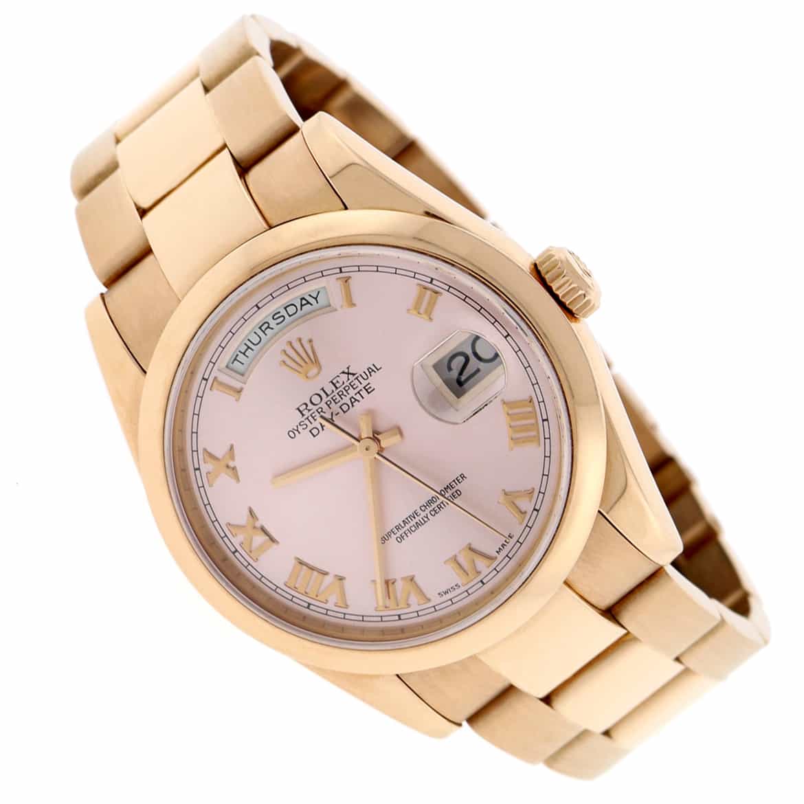 Rolex President Day-Date 18K Rose Gold Original Pink Roman Dial 36MM Oyster Automatic Mens Watch 118205 - Image 4