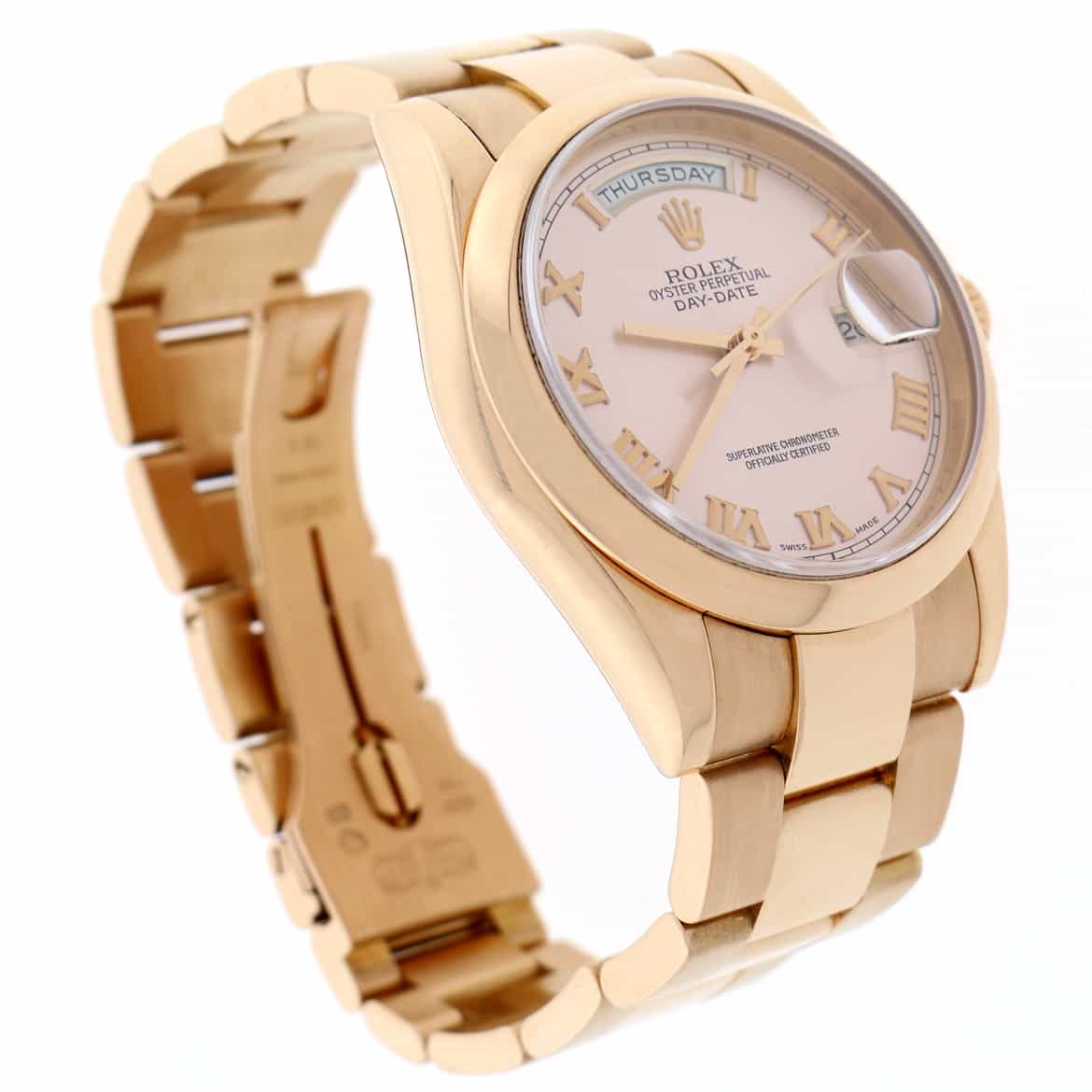 Rolex President Day-Date 18K Rose Gold Original Pink Roman Dial 36MM Oyster Automatic Mens Watch 118205 - Image 5
