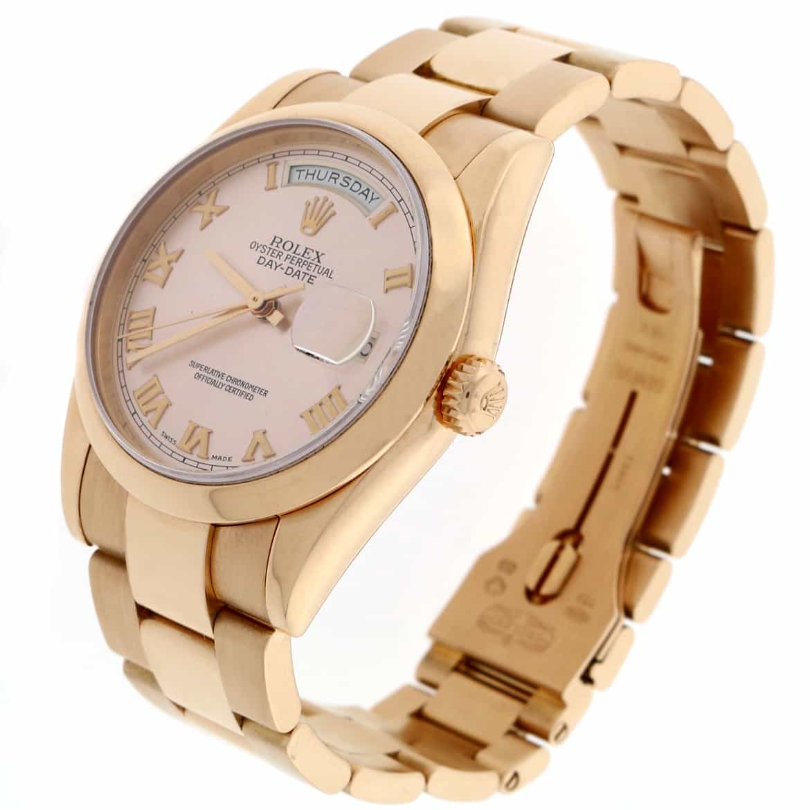 Rolex President Day-Date 18K Rose Gold Original Pink Roman Dial 36MM Oyster Automatic Mens Watch 118205 - Image 9