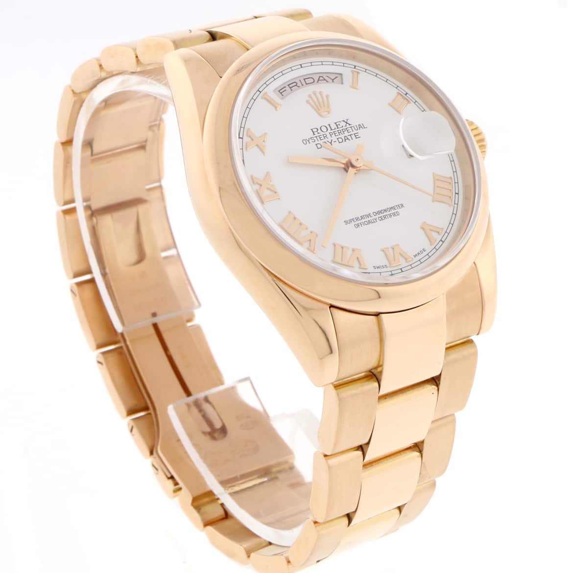 Rolex President Day-Date 18K Rose Gold Original White Roman Dial 36MM Oyster Automatic Mens Watch 118205 - Image 4