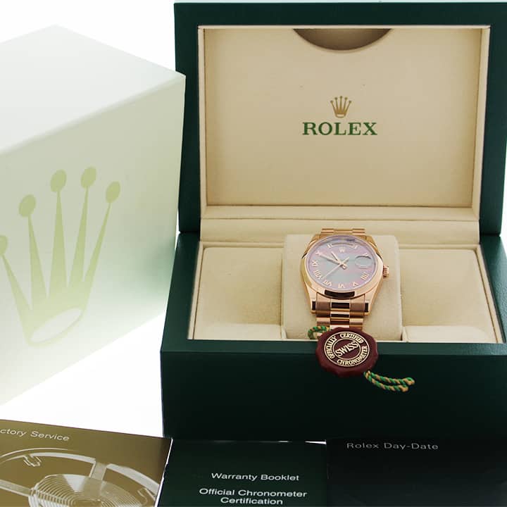 Rolex President Day-Date 18K Rose Gold Tahitian MOP Roman Dial 36MM Jubilee Automatic Mens Watch 118205 - Image 3