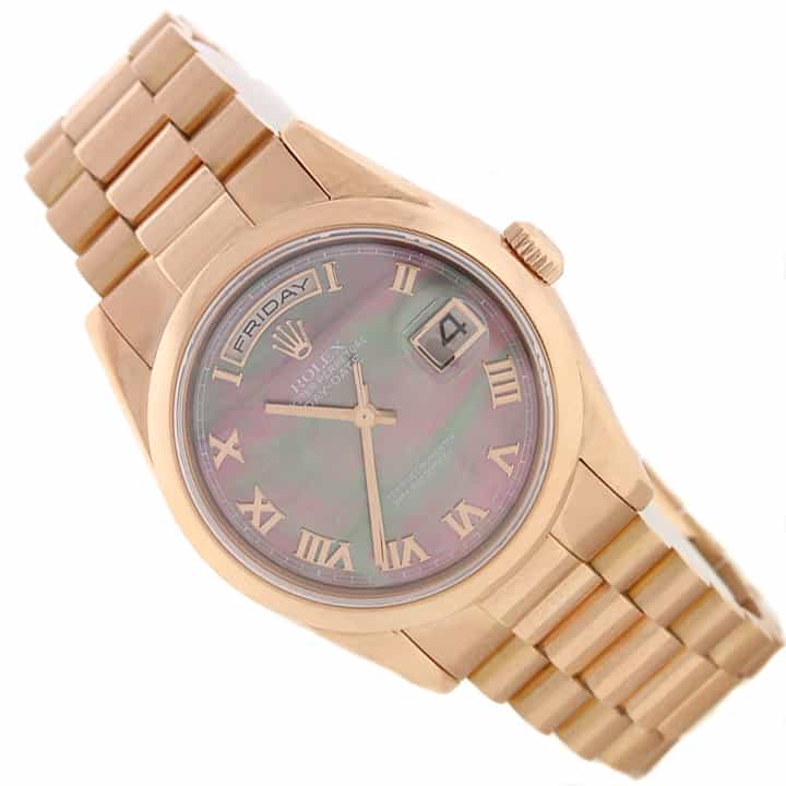 Rolex President Day-Date 18K Rose Gold Tahitian MOP Roman Dial 36MM Jubilee Automatic Mens Watch 118205 - Image 4