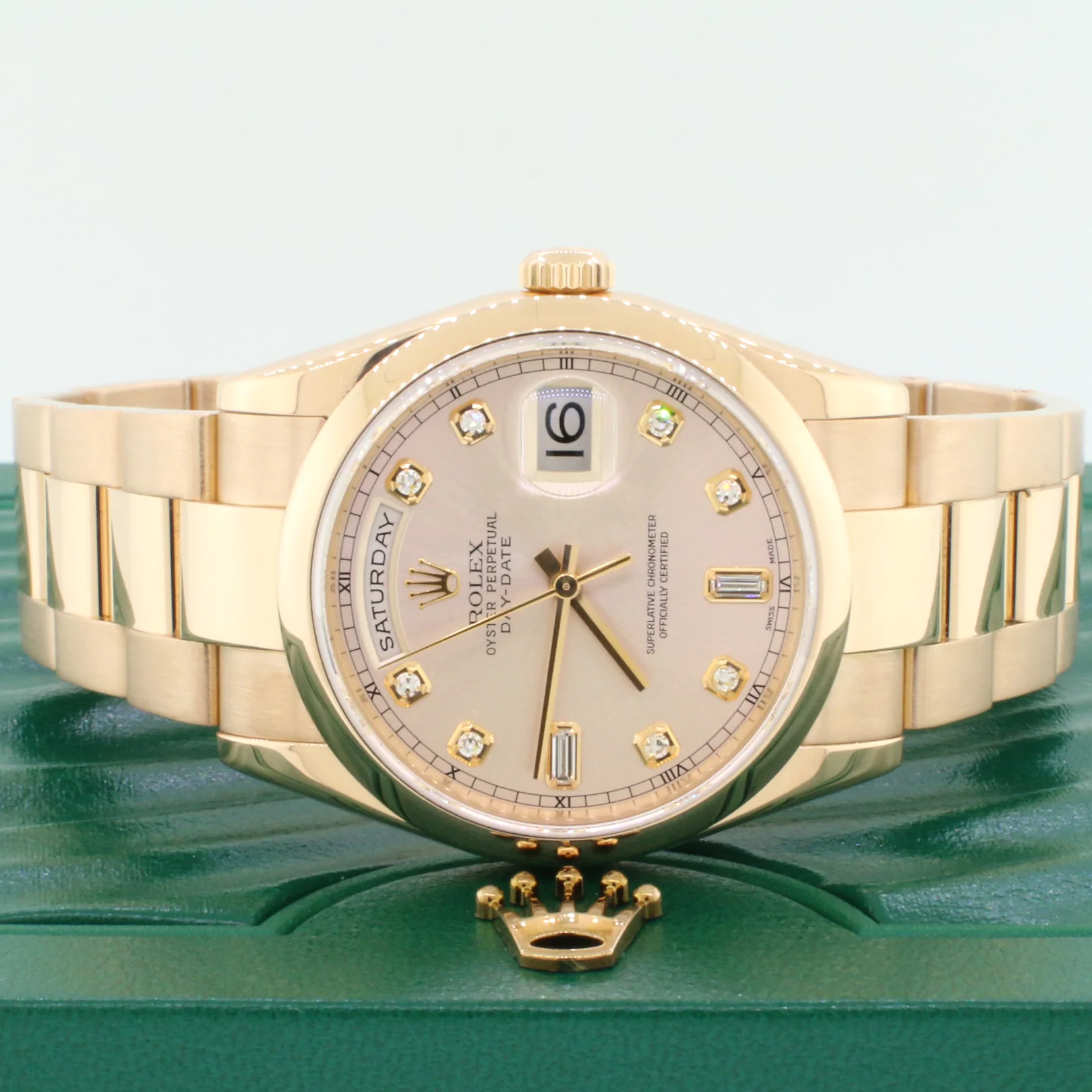 Rolex President Day-Date 18K Rose Pink Factory Dial 36mm Mens 118205 - Image 2