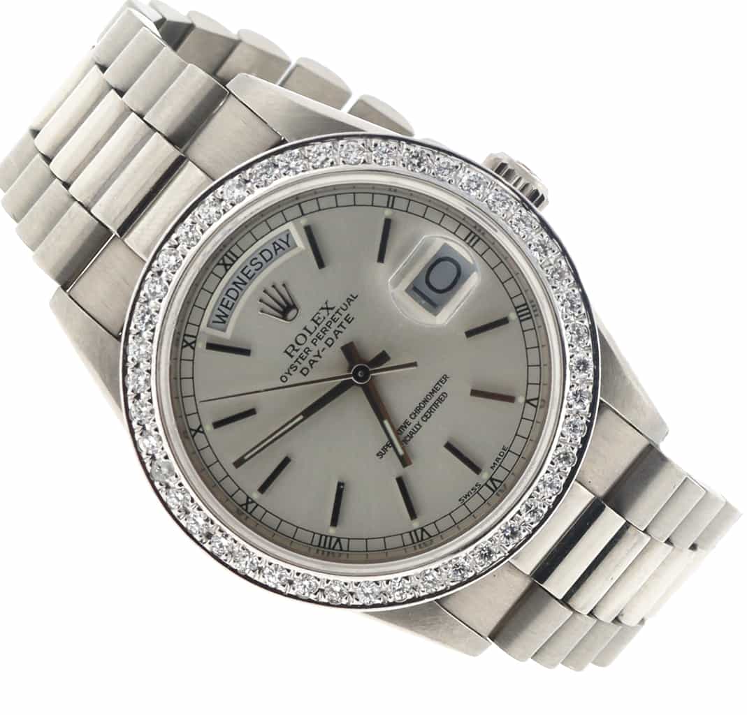 Rolex President Day-Date 18K White Gold 36mm Automatic Mens Watch w/Diamond Bezel 118239 - Image 4