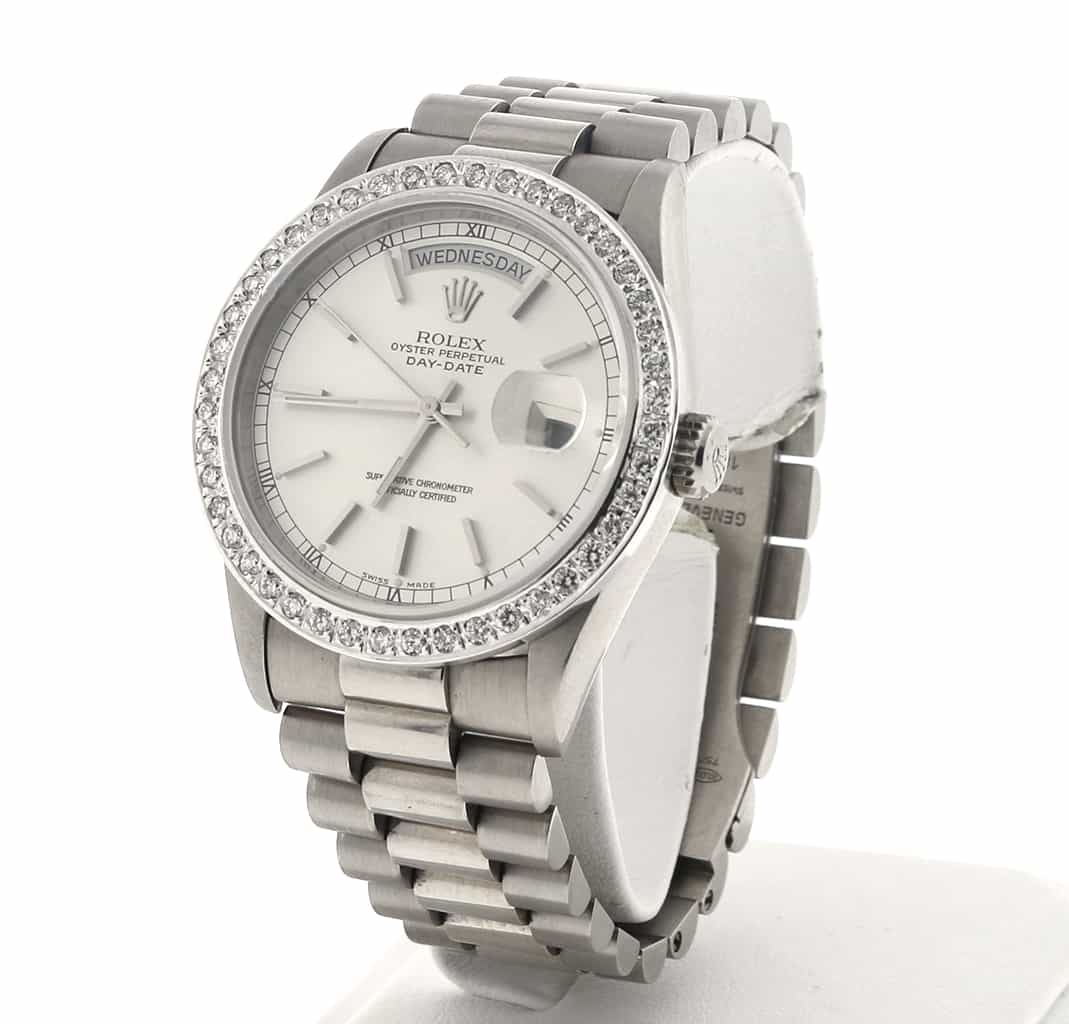Rolex President Day-Date 18K White Gold 36mm Automatic Mens Watch w/Diamond Bezel 118239 - Image 5