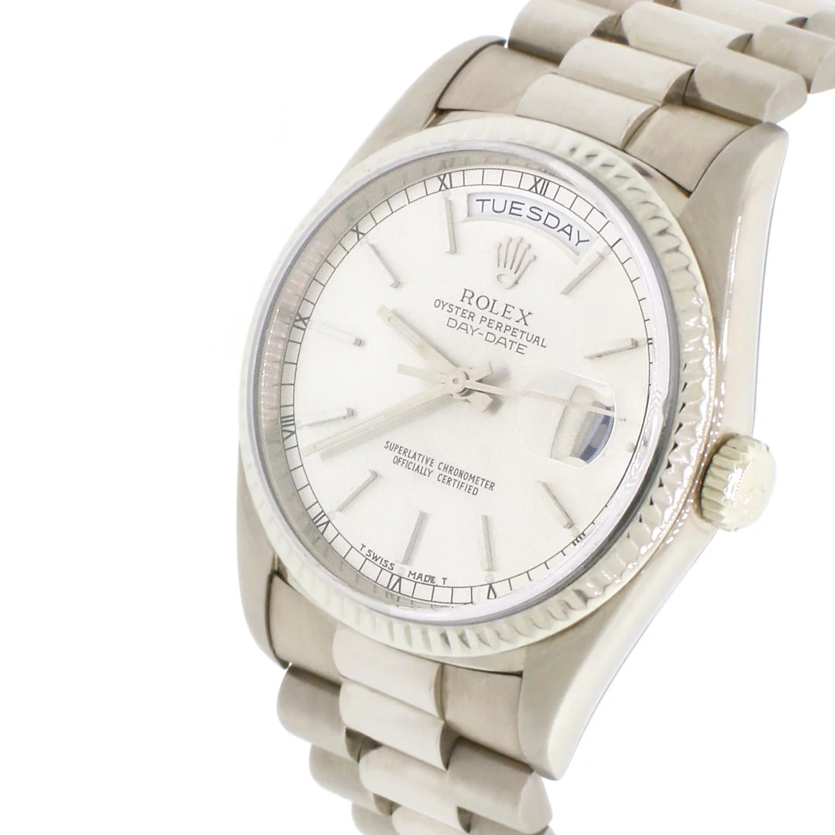 Rolex President Day-Date 18K White Gold 36MM Double-Quick Factory Index Dial Automatic Mens Watch 18239 - Image 6