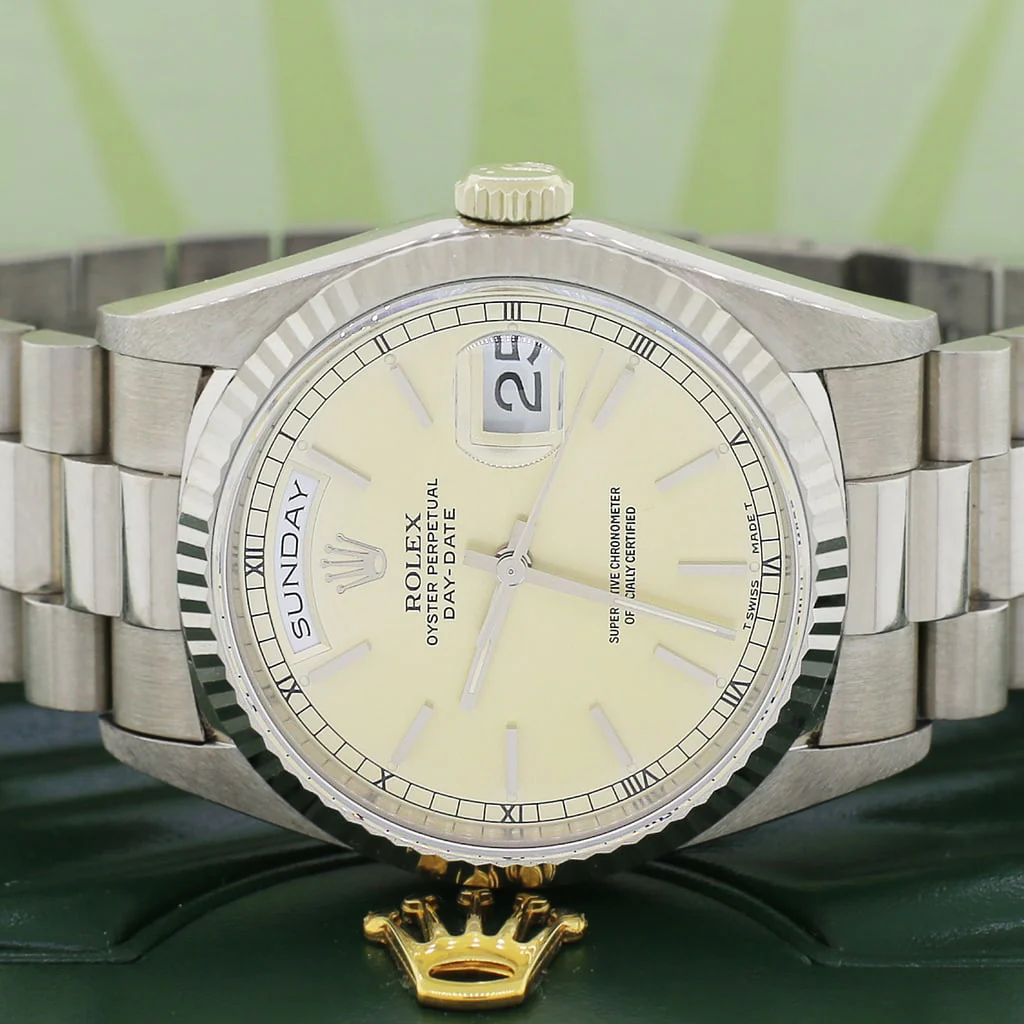 Rolex President Day-Date 18K White Gold 36MM Double-Quick Factory Index Dial Automatic Mens Watch 18239 - Image 2