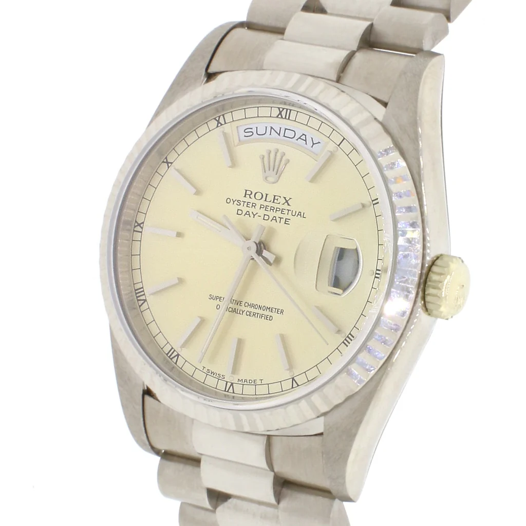 Rolex President Day-Date 18K White Gold 36MM Double-Quick Factory Index Dial Automatic Mens Watch 18239 - Image 3