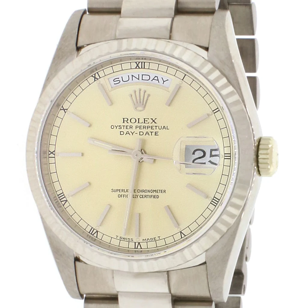 Rolex President Day-Date 18K White Gold 36MM Double-Quick Factory Index Dial Automatic Mens Watch 18239 - Image 4