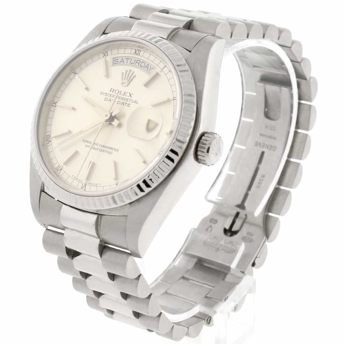 Rolex President Day-Date 18K White Gold 36MM Silver Stick Dial Automatic Watch 18039 - Image 4