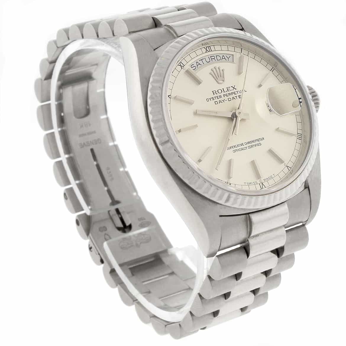 Rolex President Day-Date 18K White Gold 36MM Silver Stick Dial Automatic Watch 18039 - Image 5