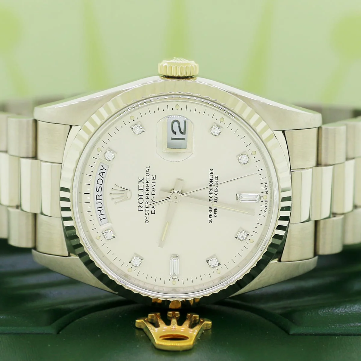 Rolex President Day-Date 18K White Gold Factory Diamond Dial 36MM Automatic Mens Watch 18239 - Image 3