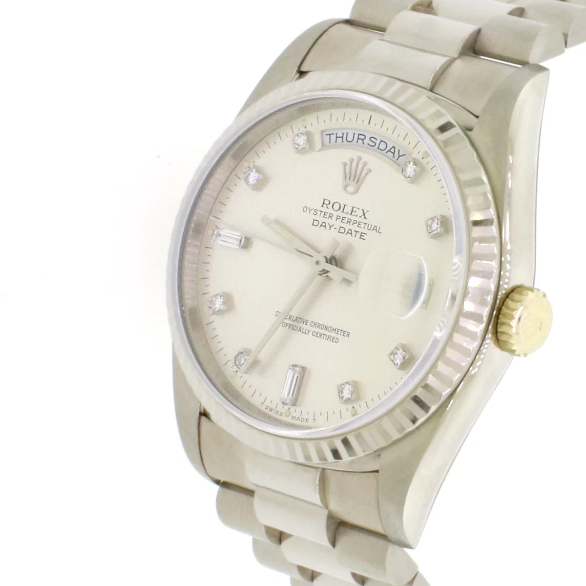 Rolex President Day-Date 18K White Gold Factory Diamond Dial 36MM Automatic Mens Watch 18239 - Image 8