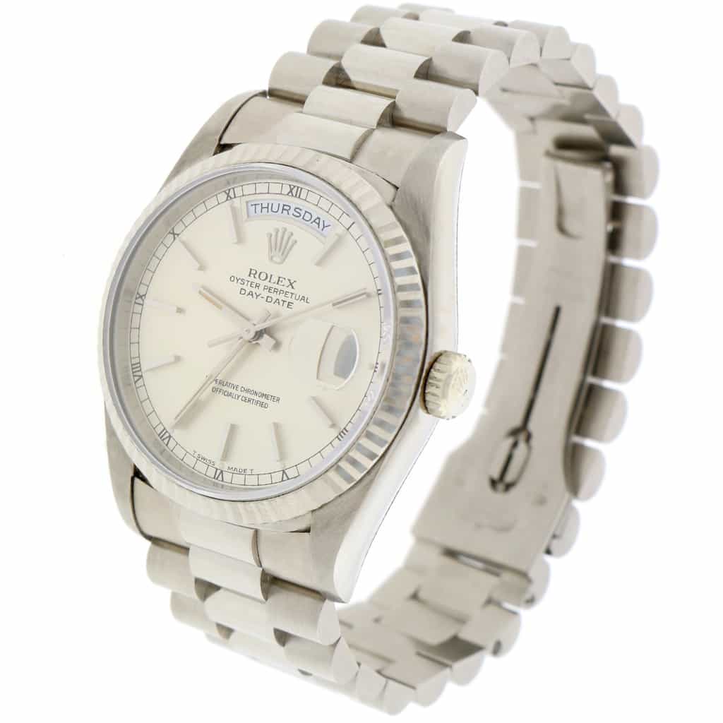 Rolex President Day-Date 18K White Gold Original Index Dial 36MM Automatic Mens Watch 18239 - Image 5