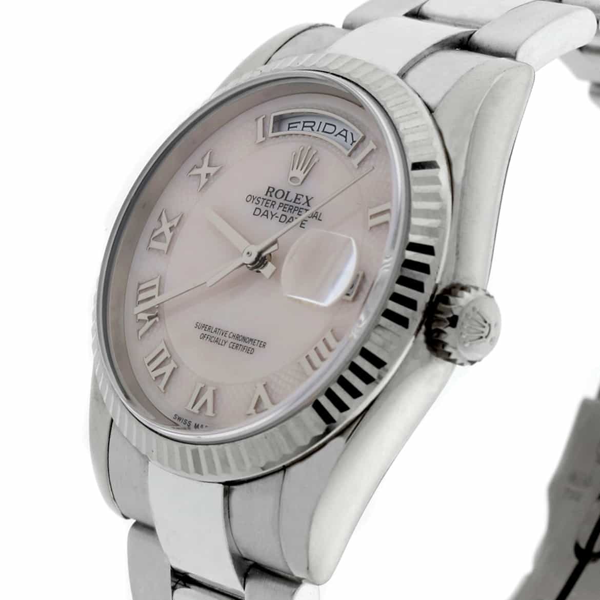 Rolex President Day-Date 18K White Gold Original Ivory MOP Roman Dial 36MM Mens Watch 118239 - Image 6