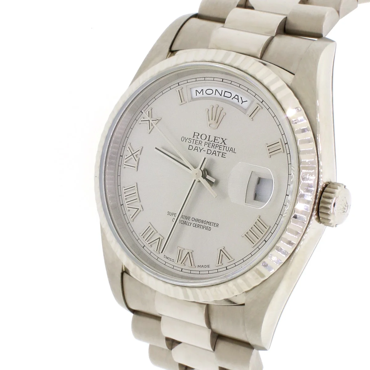 Rolex President Day-Date 18K White Gold T series Serviced in 2016 36MM Double-Quick Factory Roman Dial Automatic Mens Watch 18239 - Image 6