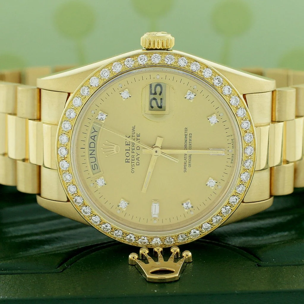 Rolex President Day-Date 18K Yellow Gold 36MM Automatic Mens Watch 18038 w/Champagne Diamond Dial & Bezel - Image 2