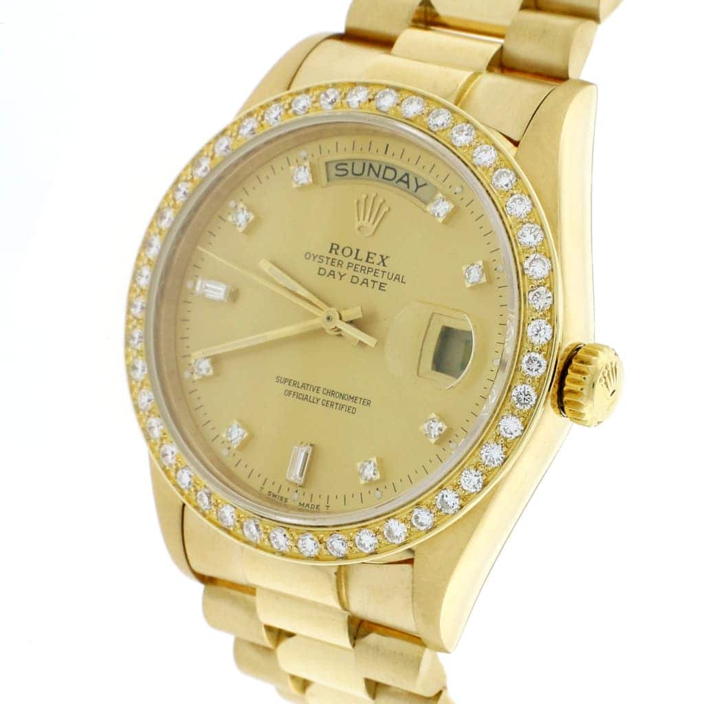 Rolex President Day-Date 18K Yellow Gold 36MM Automatic Mens Watch 18038 w/Champagne Diamond Dial & Bezel - Image 3