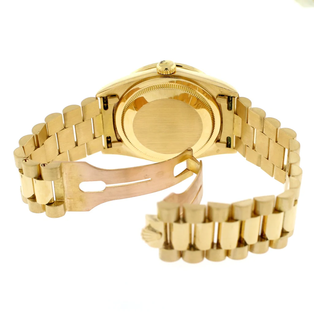 Rolex President Day-Date 18K Yellow Gold 36MM Automatic Mens Watch 18238 w/Pave Dial/Diamond Bezel - Image 8