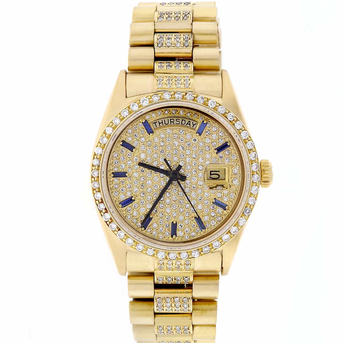 Rolex President Day-Date 18K Yellow Gold 36MM Automatic Watch w/Diamond Dial/Bezel & Bracelet