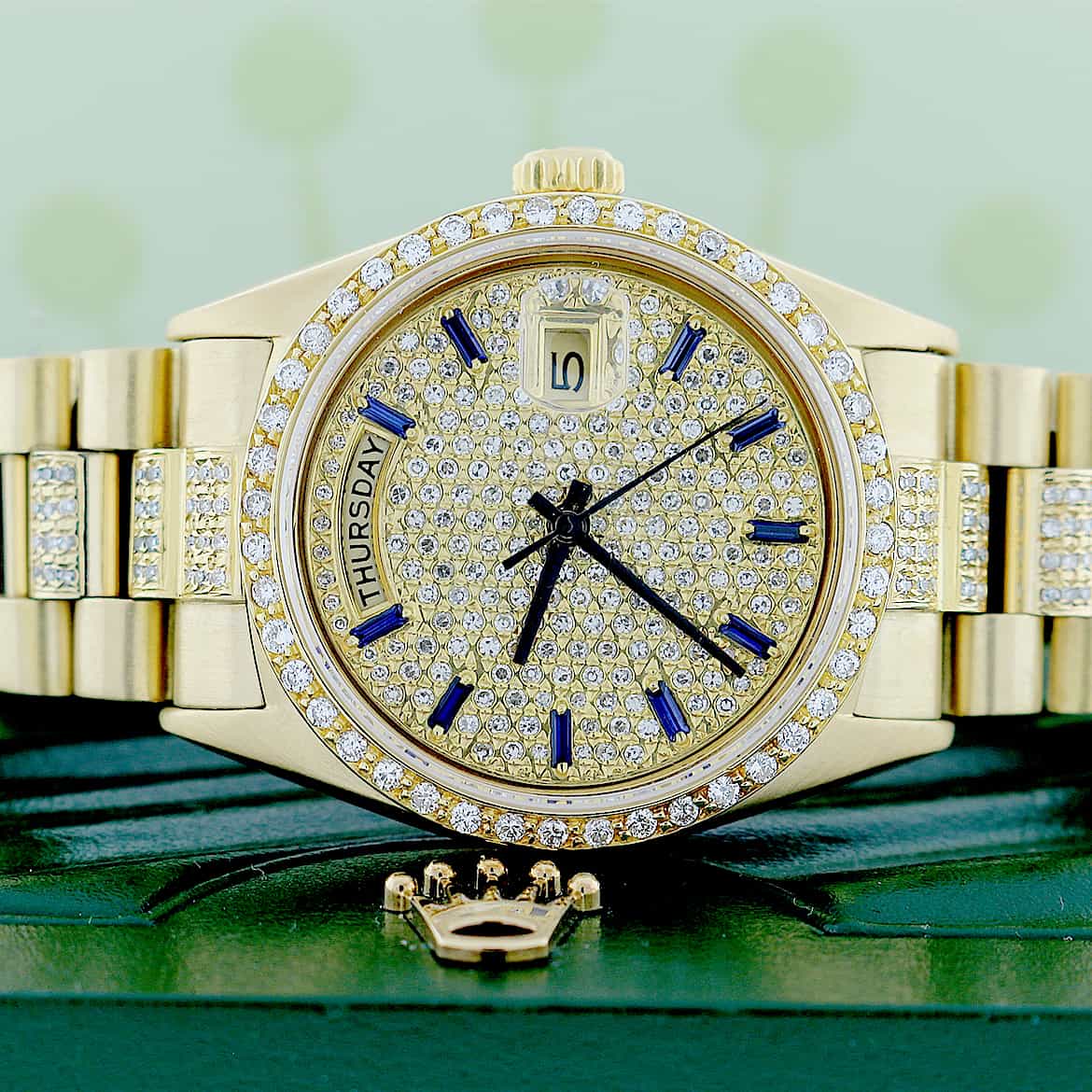 Rolex President Day-Date 18K Yellow Gold 36MM Automatic Watch w/Diamond Dial/Bezel & Bracelet - Image 2