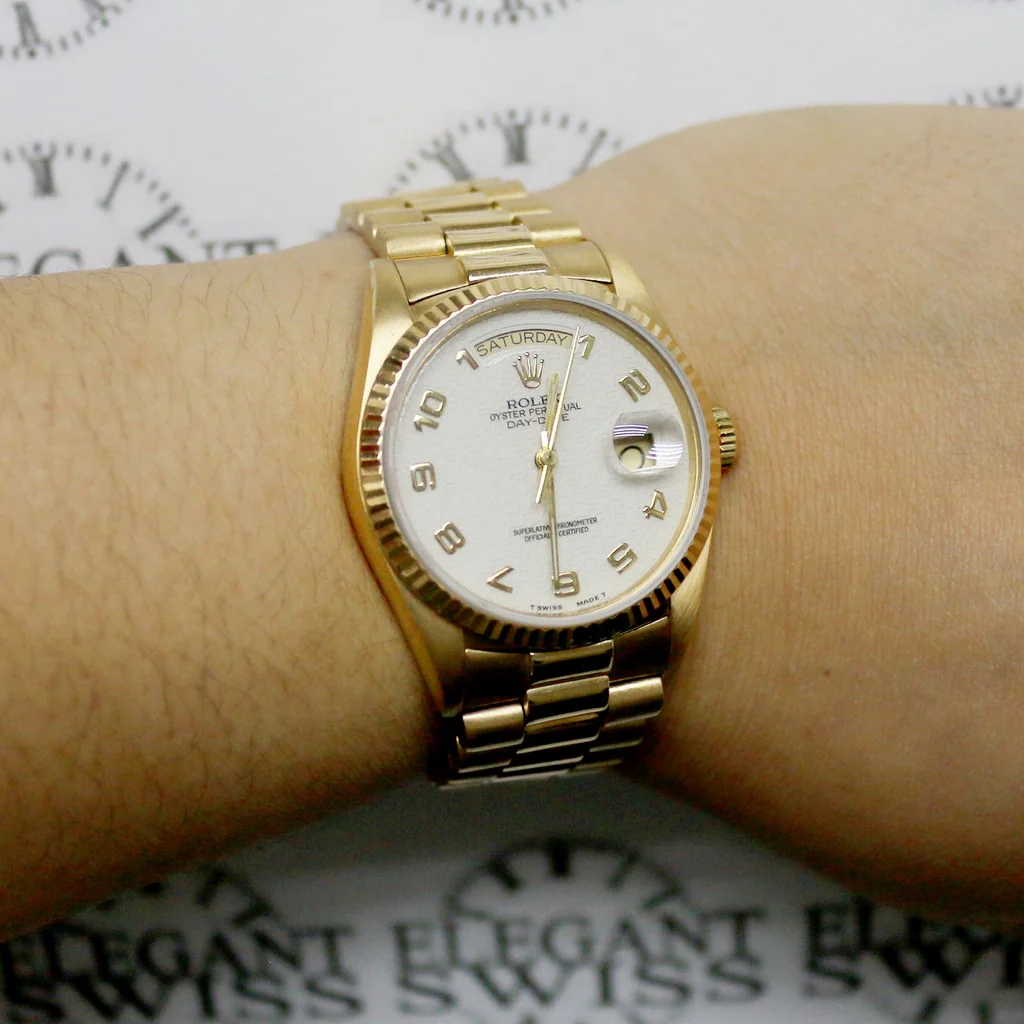 Rolex President Day-Date 18K Yellow Gold 36MM Factory Jubilee Cream Dial Automatic Mens Watch 18038 - Image 7