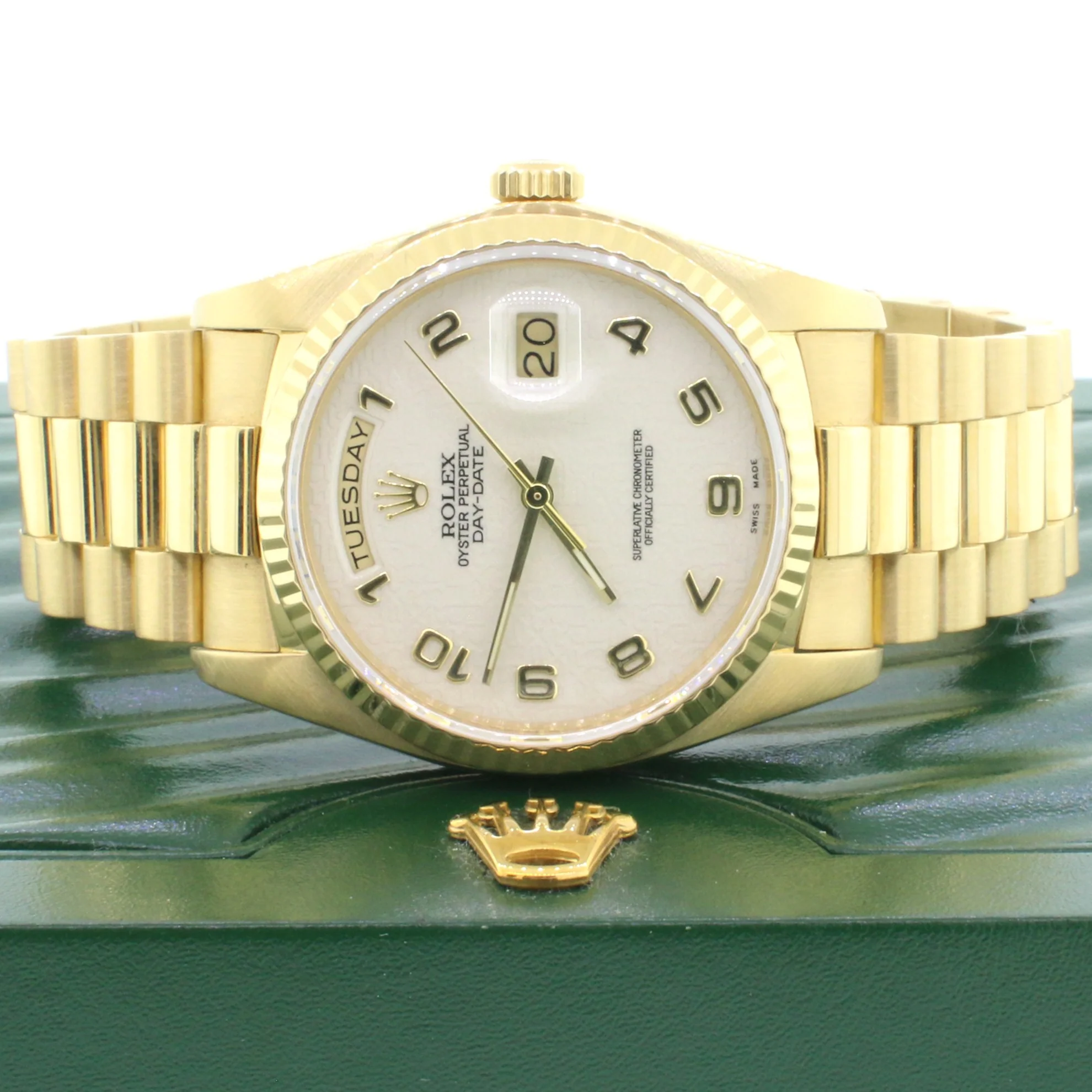 Rolex President Day-Date 18K Yellow Gold 36MM Ivory Jubilee Arabic Dial Watch Box Papers - Image 2